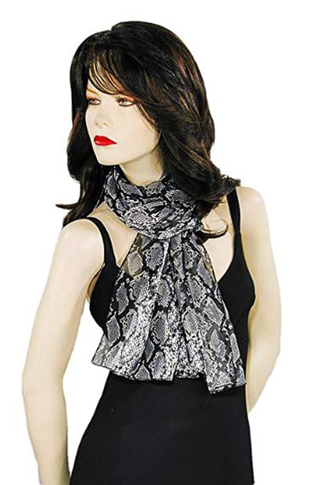 Python Animal Print Long Silky Scarf, a fashion accessorie - Evening Elegance