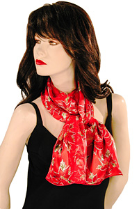 Poinsettia Long Silky Neck Scaf
