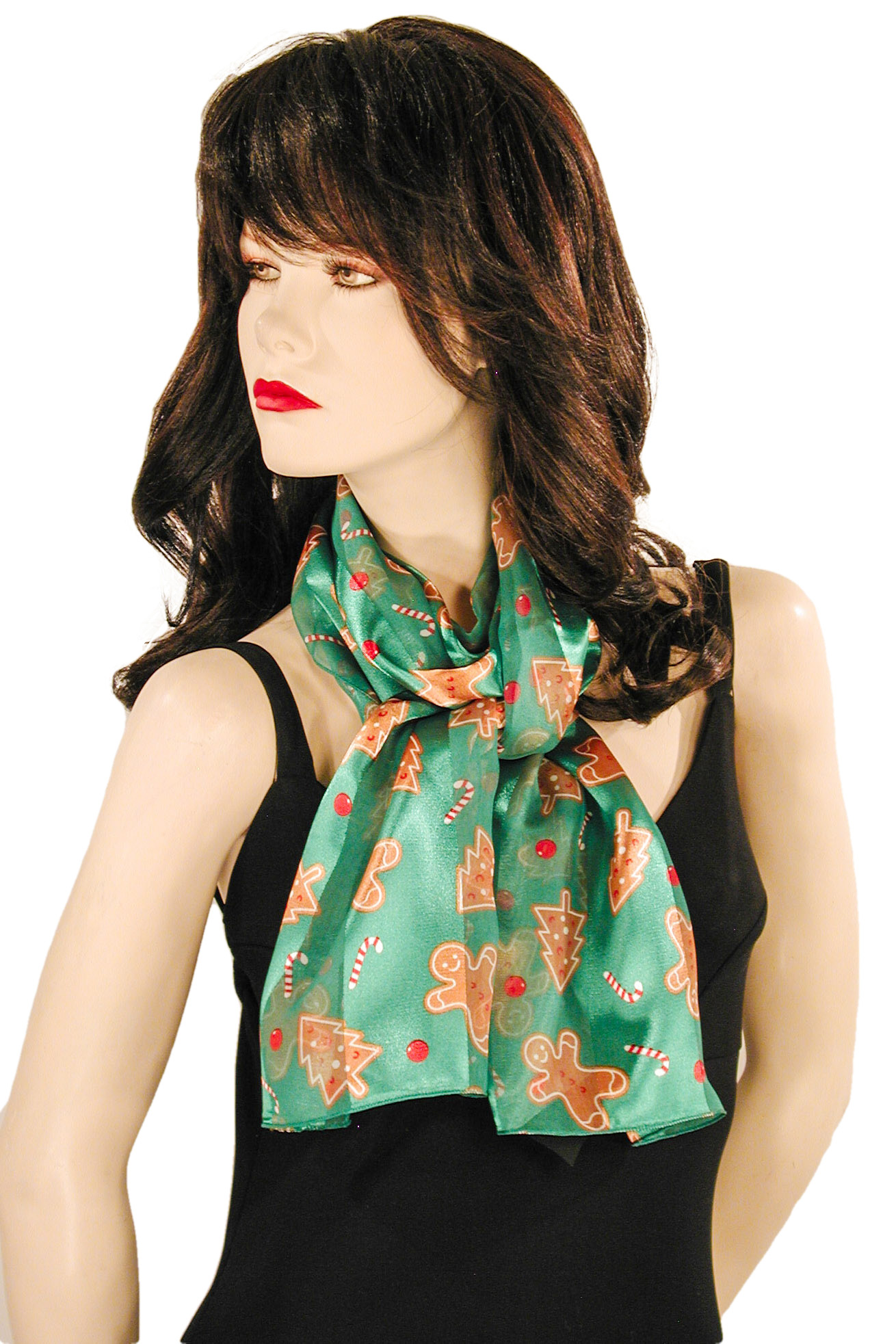 Gingerbread Man Long Silky Neck Scarf., a fashion accessorie - Evening Elegance