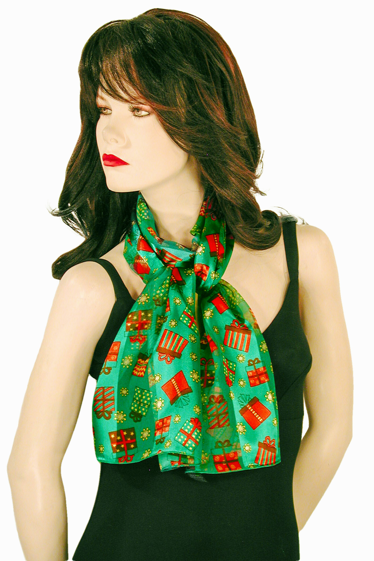 Christmas Scarf with Gift Boxes, a fashion accessorie - Evening Elegance