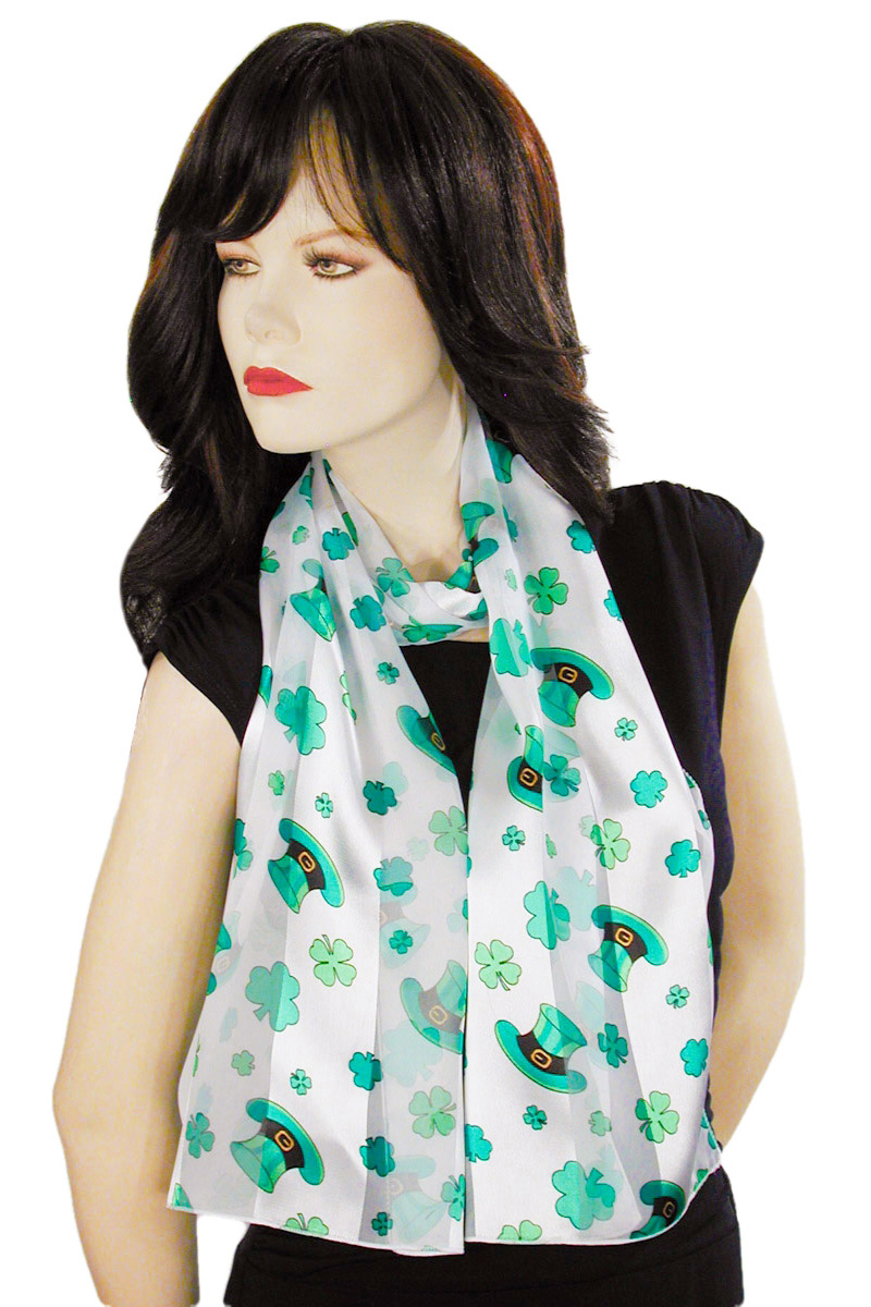 Shamrocks and Hats Silky Neck Scarves, a fashion accessorie - Evening Elegance