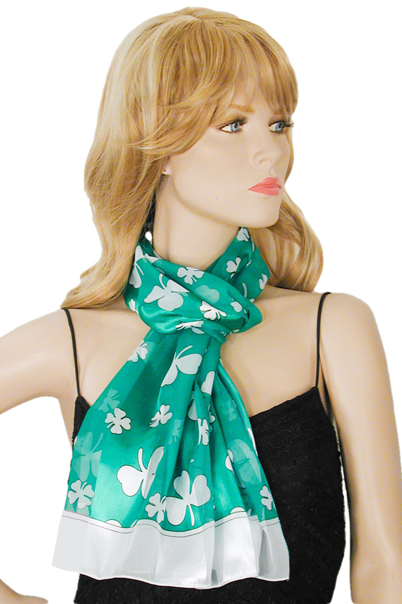 Shamrock Scarves with Border Long Neck Scarf, a fashion accessorie - Evening Elegance