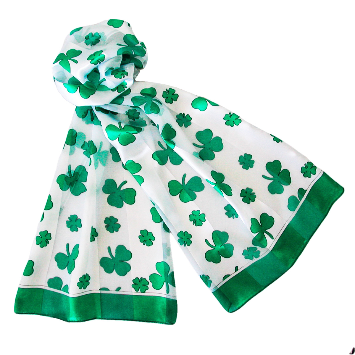 Shamrock Scarves with Border Long Neck Scarf, a fashion accessorie - Evening Elegance