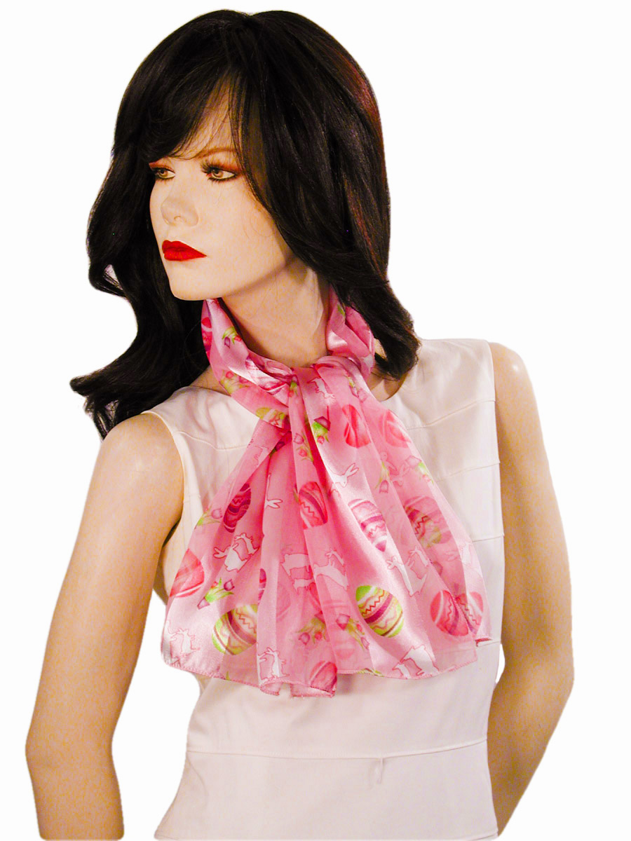 Easter Eggs, Bunnies and Flowers Long Neck Scarf, a fashion accessorie - Evening Elegance