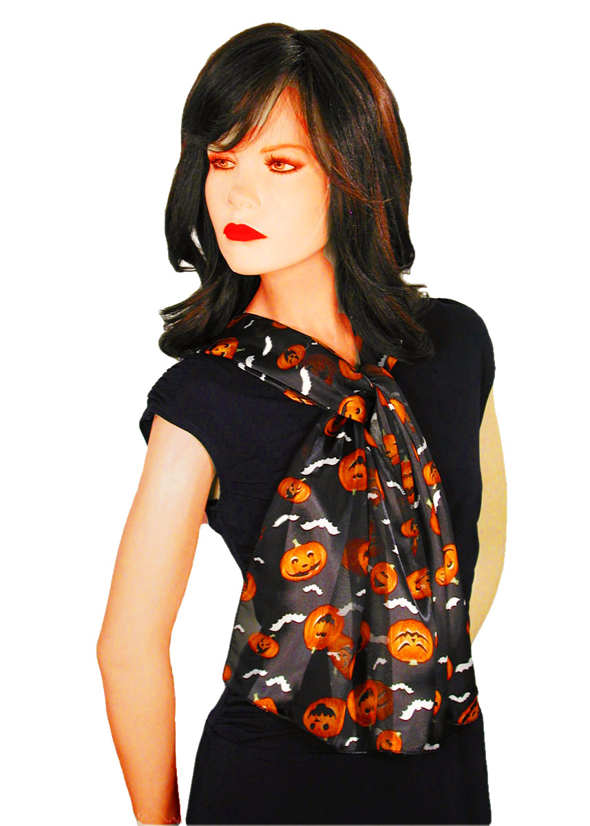 Pumpkins and Bats Halloween Scarves, a fashion accessorie - Evening Elegance