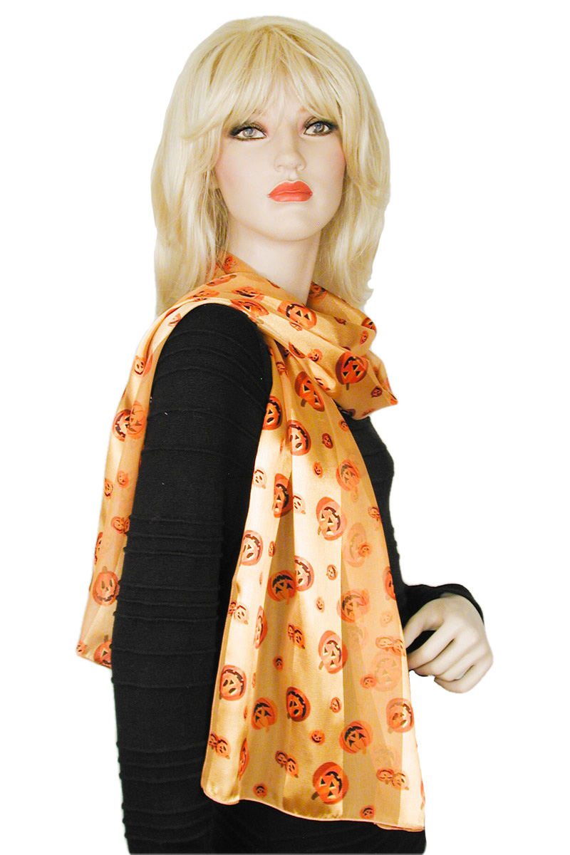 Pumpkins and Bats Halloween Scarves, a fashion accessorie - Evening Elegance