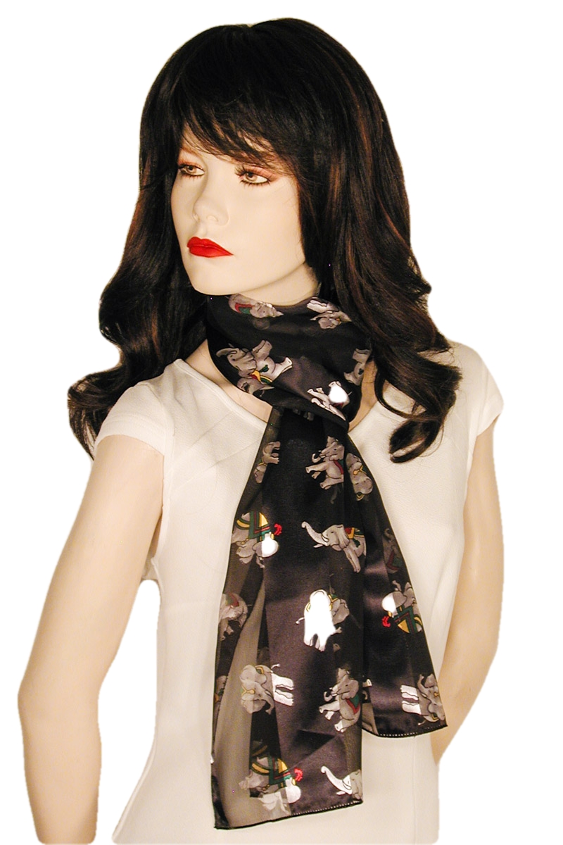 Elephant Design Long Neck Scarf, a fashion accessorie - Evening Elegance