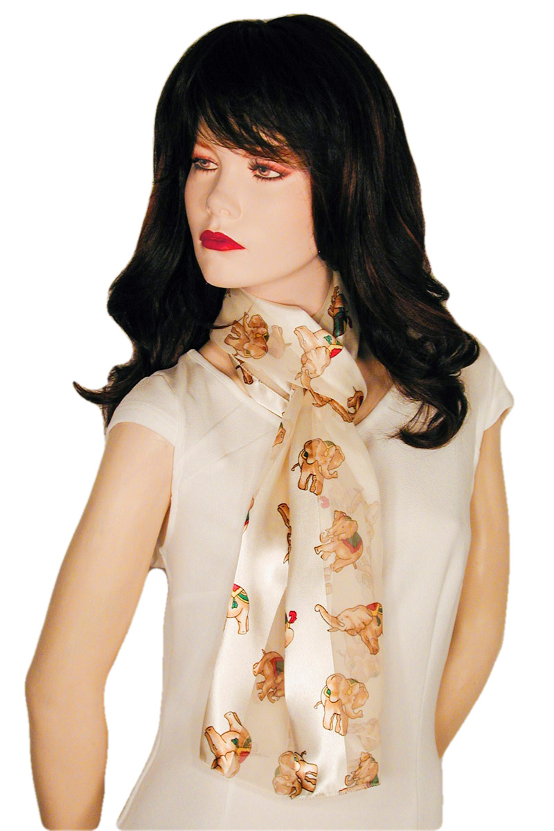 Elephant Design Long Neck Scarf, a fashion accessorie - Evening Elegance