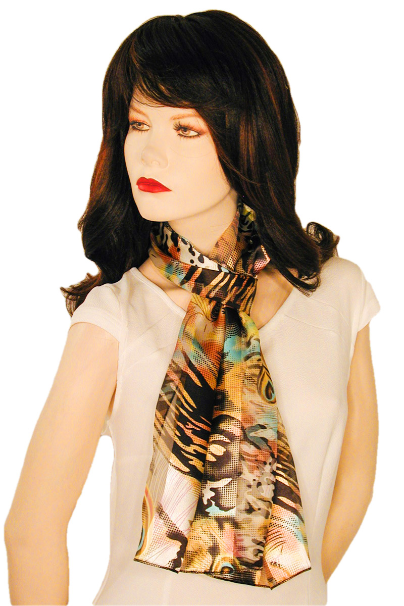 Colorful Animal Print Long Scarf, a fashion accessorie - Evening Elegance