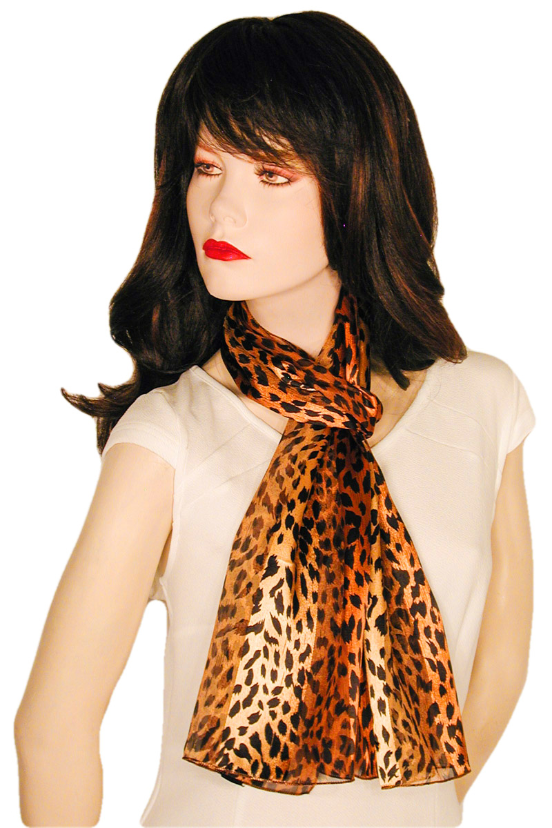 Black and Rust Cheetah Long Scarf, a fashion accessorie - Evening Elegance