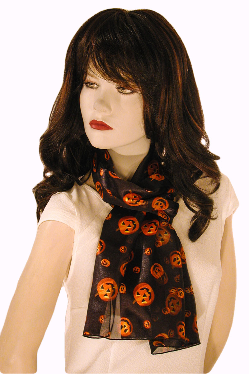 Halloween Scarves with Pumpkins, a fashion accessorie - Evening Elegance